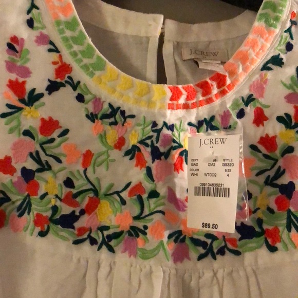 NWT J. Crew embroidered peasant top - Picture 2 of 2